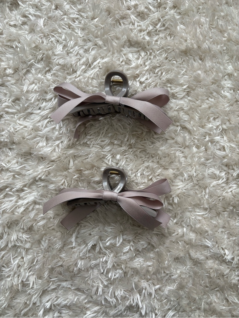 Satin Ribbon Bow Hair Claw Clips - Blush Mauve (Set of 2)